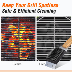 SIMPLETASTE grill brush two-in-one action combines scraper and bristles