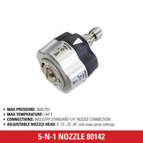 SIMPSON 5-in-1 nozzle with quick-connect for fast setup on most wands