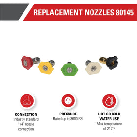 Simpson 80145 15 degree nozzle for efficient heavy duty cleaning.
