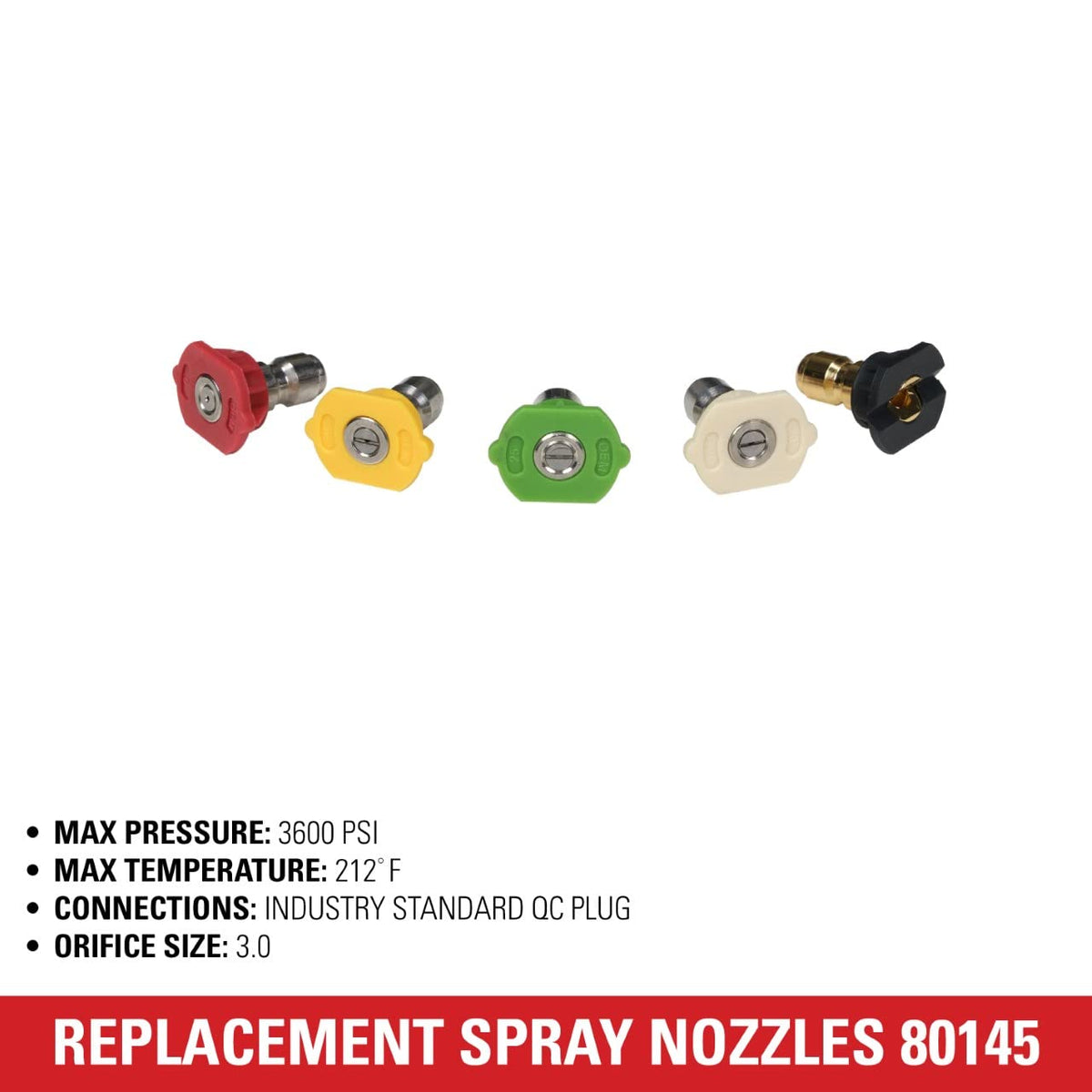 Simpson 80145 soap nozzle for detergent assisted washing.