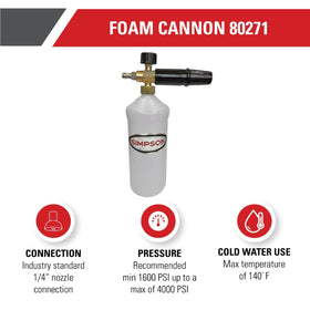 SIMPSON 80271 foam cannon nozzle adjustment demonstrating customizable foam thickness