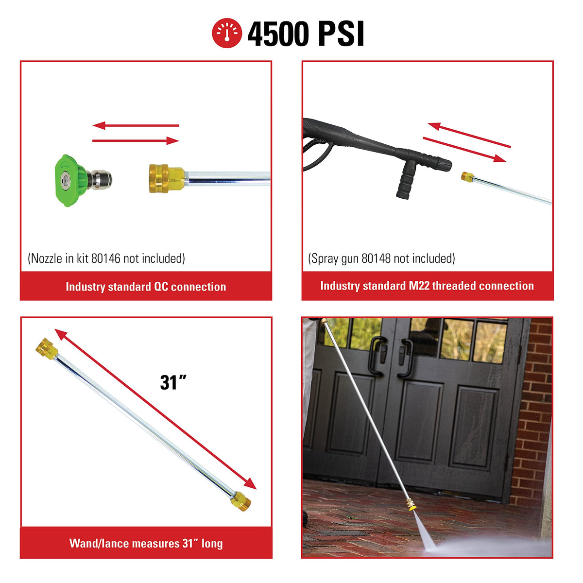 SIMPSON 80479 4500psi cold-water wand designed for tough outdoor cleaning.