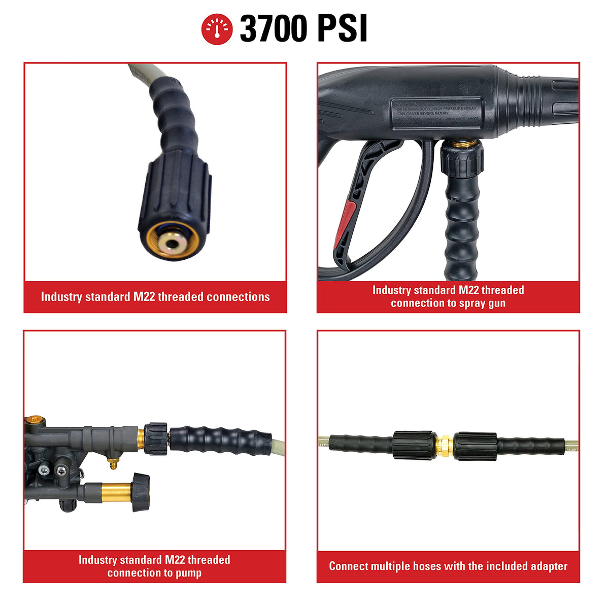 SIMPSON MorFlex 14-15mm threaded connector fits common gas and electric washers.