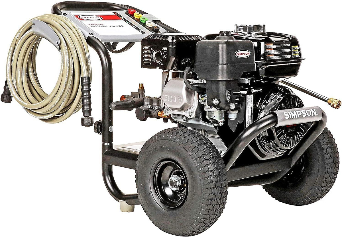 SIMPSON PowerShot 10-inch pneumatic tires support smooth movement.