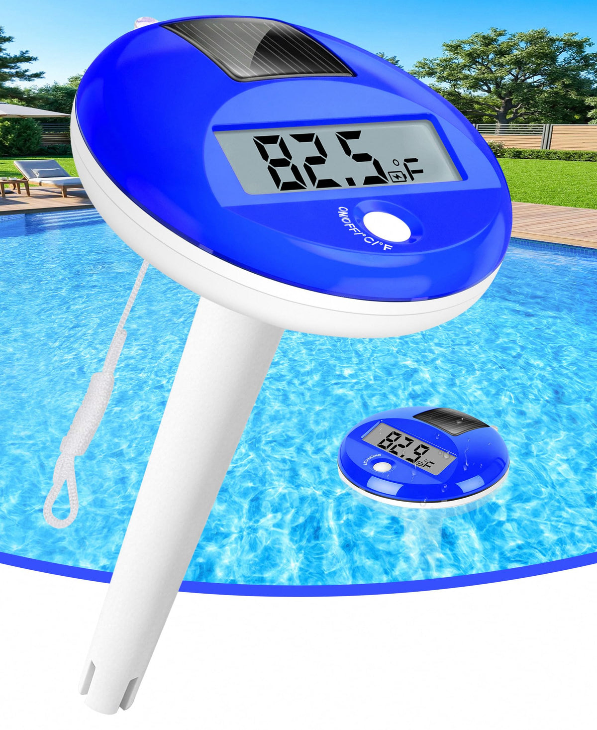 Sinbyuer solar pool thermometer with rope for accurate, easy temperature monitoring