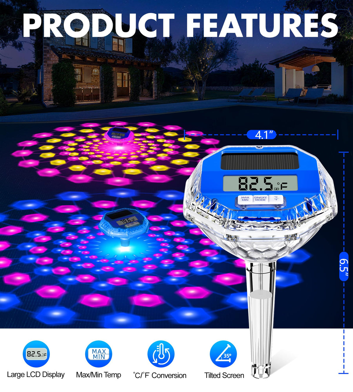 Sinbyuer thermometer with angled 35-degree display improves readability outdoors.