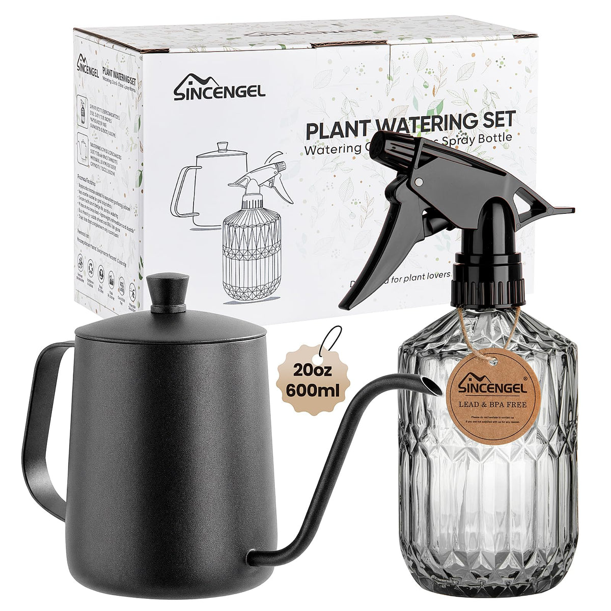 Sincengel indoor watering can with long gooseneck for precise watering.
