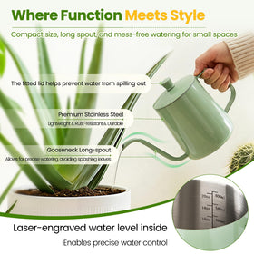 Sincengel watering can features brushed metal interior for durability