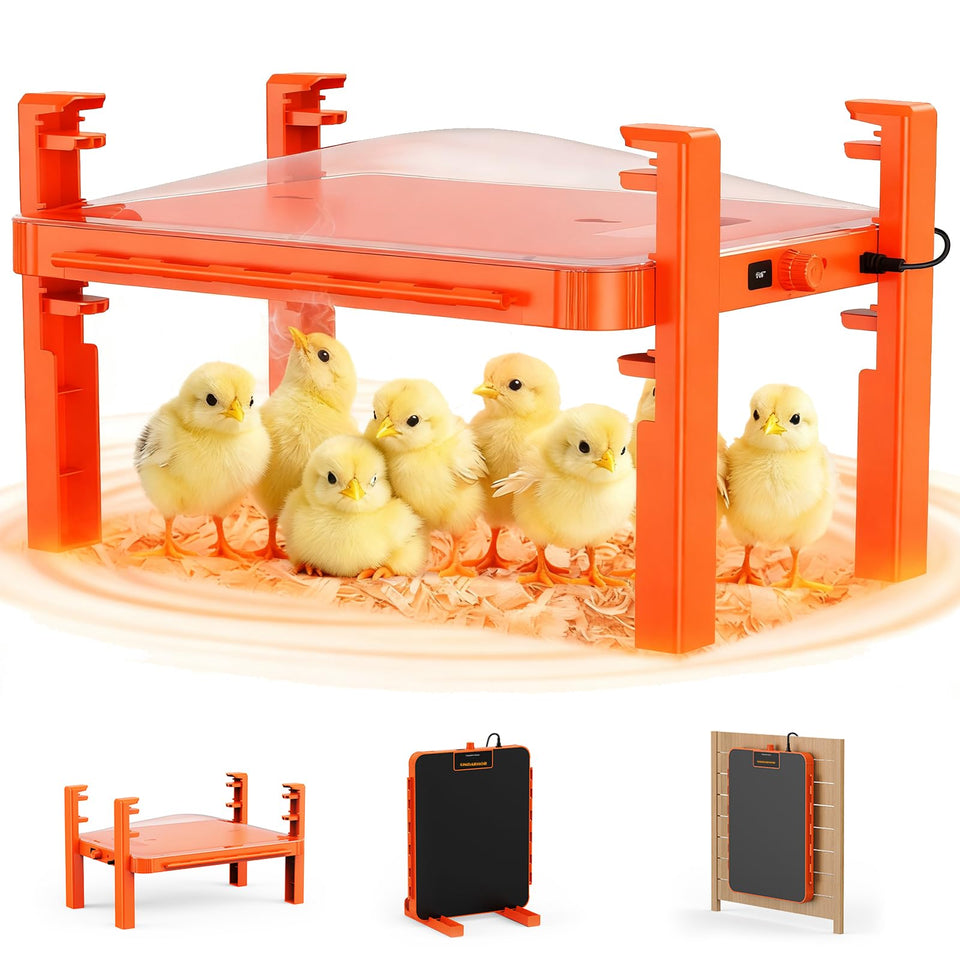Sindarhor brooder plate 11x15 front view showing even heat distribution for chicks.