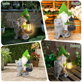 Sinhra outdoor gnome with lantern for patio decor and nighttime ambiance