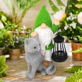 Sinhra resin flocked gnome statue for yard decor, durable and charming