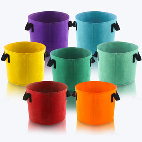 Sinimaka 15-gallon grow bags in color variety for a vibrant garden display