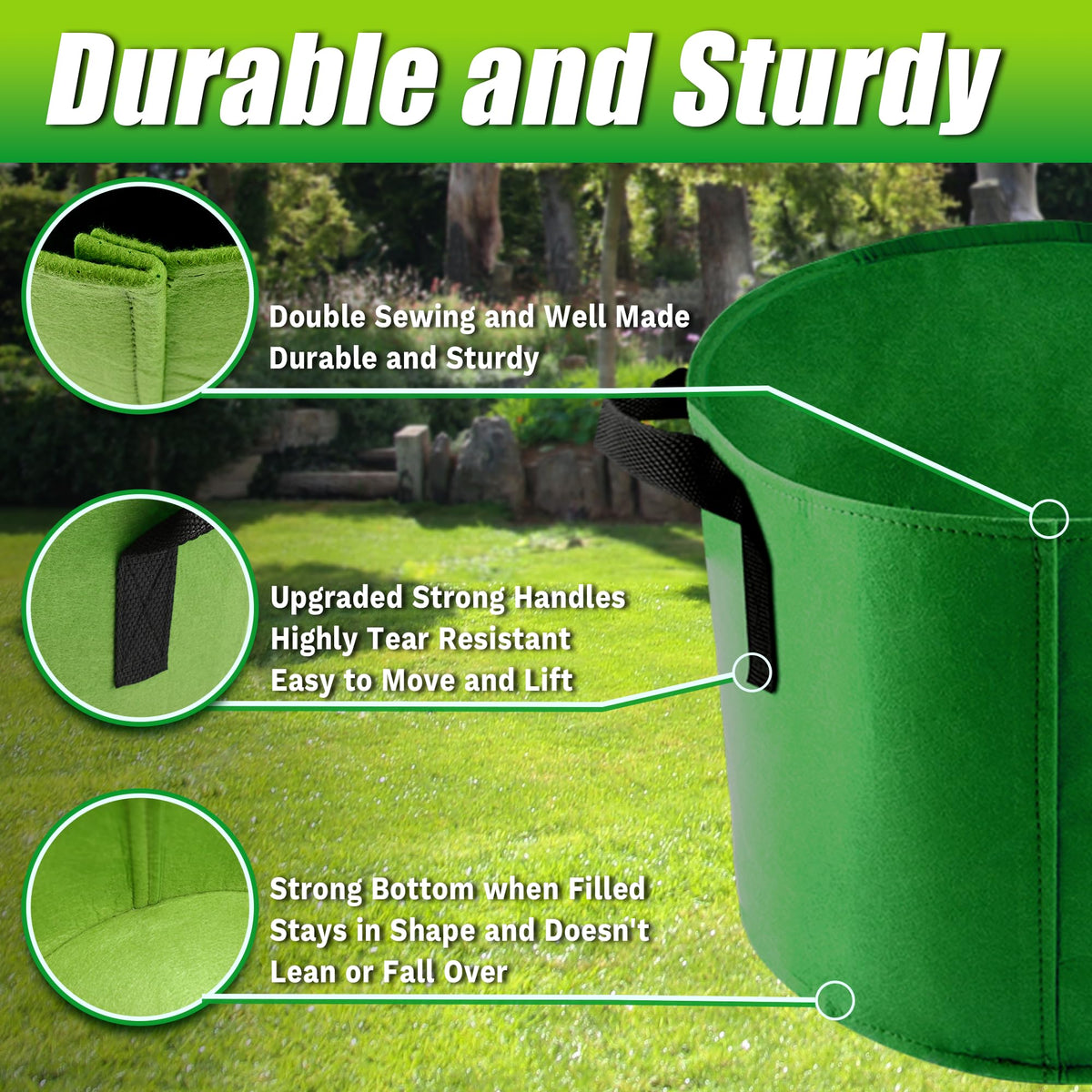 Sinimaka seven pack grow bags with handles for easy relocation
