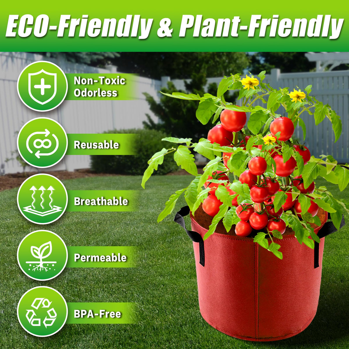 Sinimaka BPA free fabric grow bag highlighting durable material