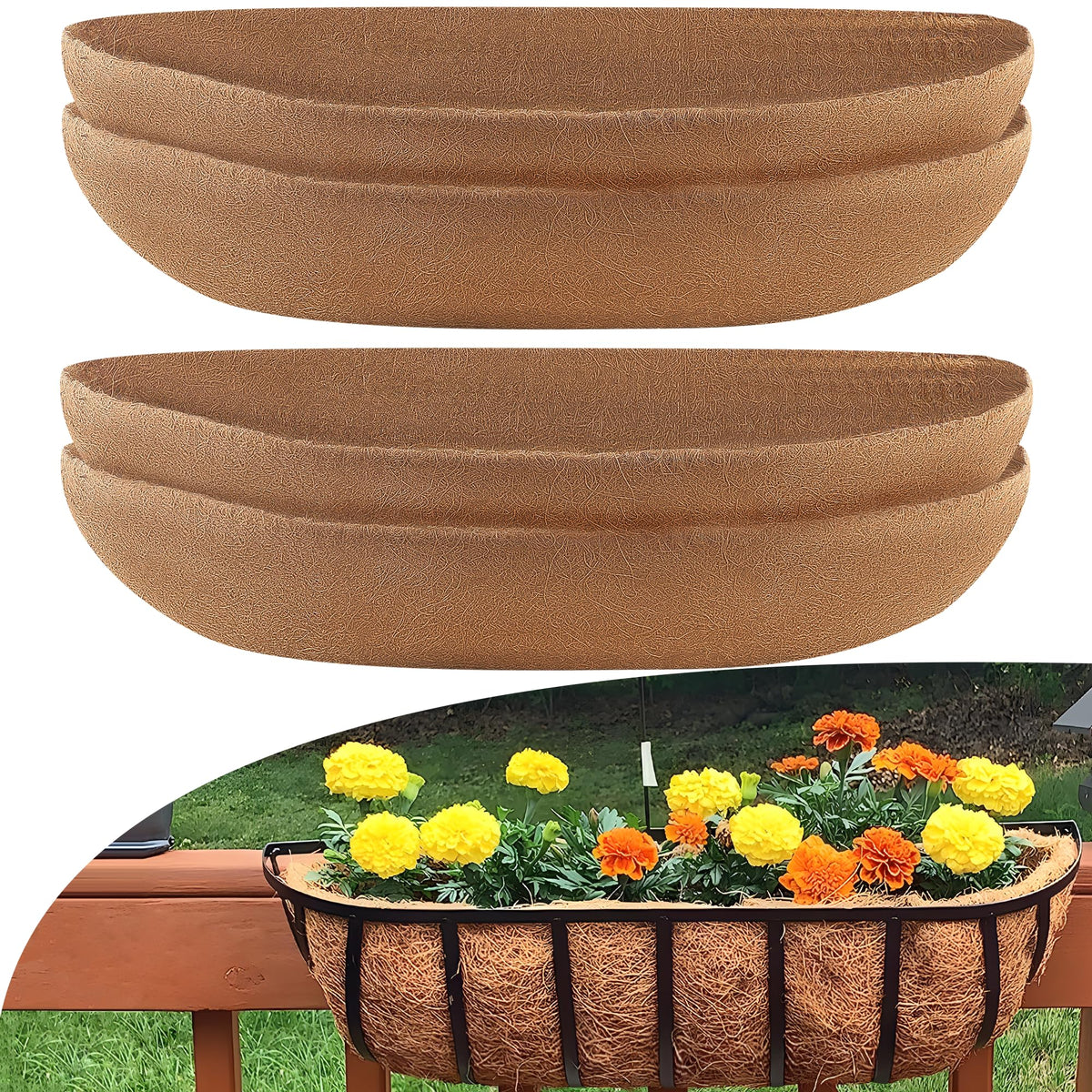 Sinimaka Coco Liners for Planters 24inch window box fit for neat, polished displays.