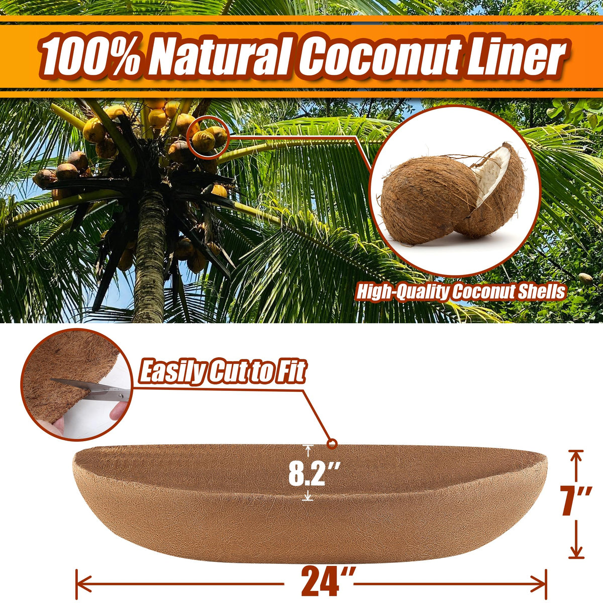 Sinimaka coconut-fiber liner shows breathable structure for healthier plant airflow.