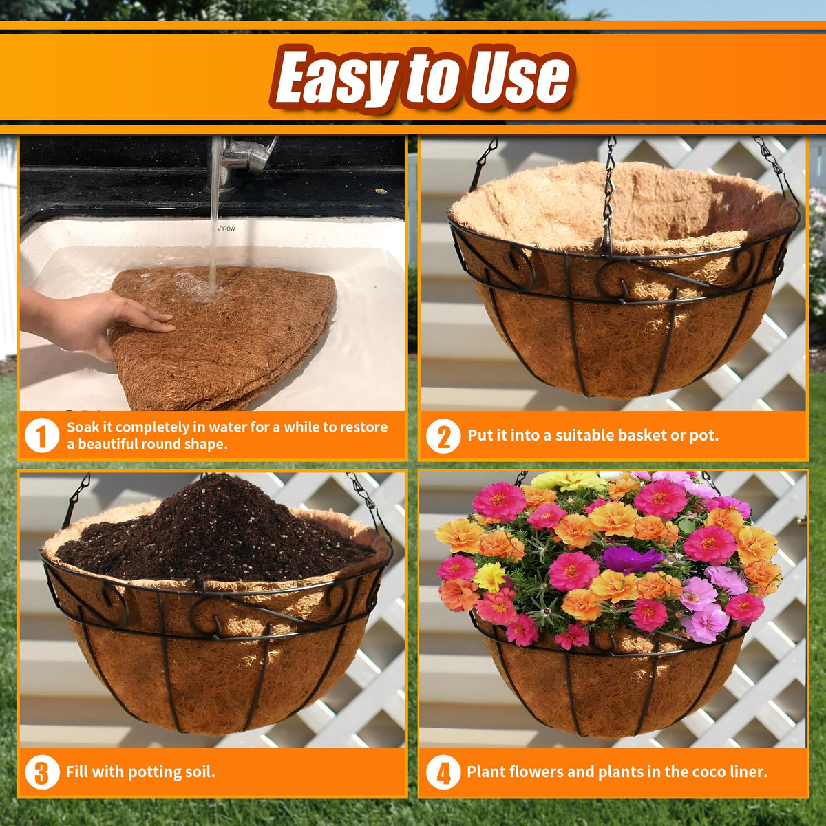 Sinimaka easy use coir liner reshapes for any basket size