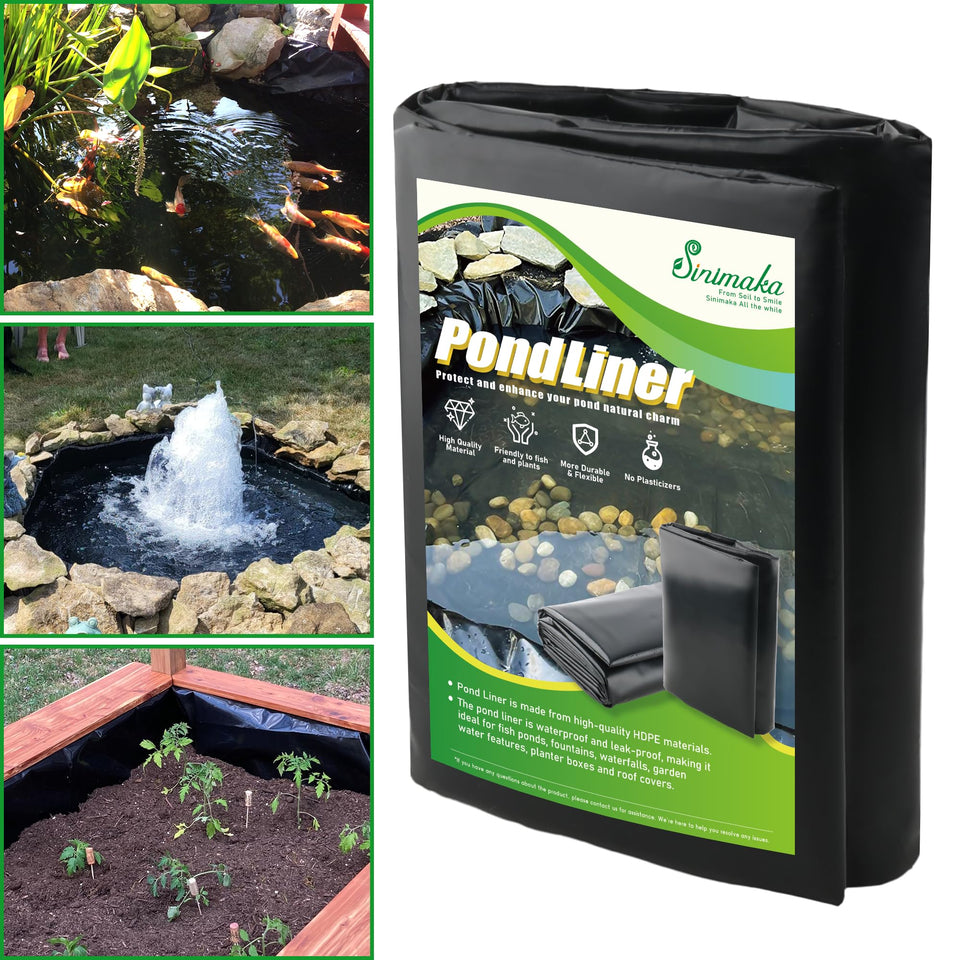 Sinimaka pond liner 16x20ft laid flat for easy setup and secure containment.