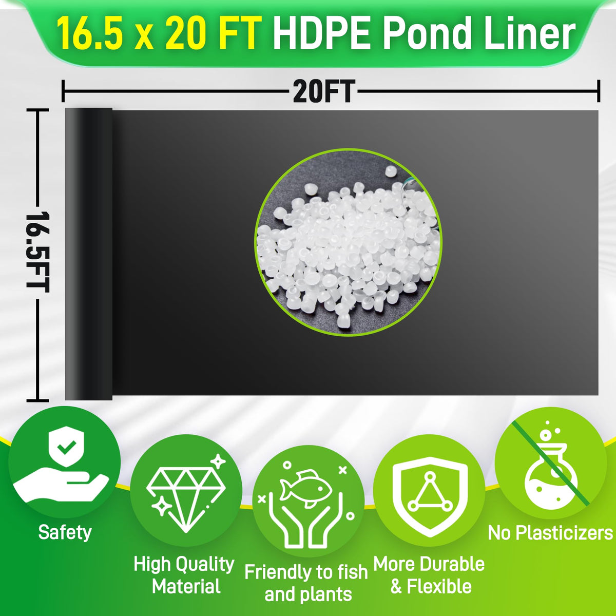 Sinimaka HDPE liner resists sun and cold for durable outdoor use.