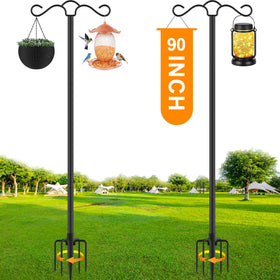 SINLEY 90 inch double arm shepherds hook top view for versatile outdoor displays, bird feeders and lanterns