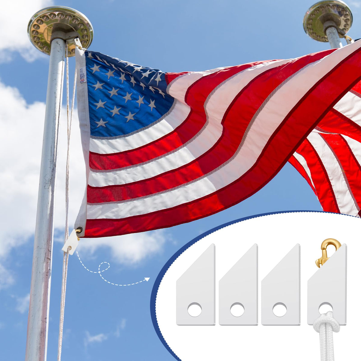 Sintuff flagpole snap cover closeup vinyl material demonstrates durable weather resistance.