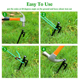 Sintuff rope sections simplify tensioning and anchoring during stake setup.