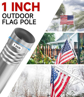 Sinyoeer flag pole near seaside showing coastal rust resistance.