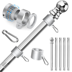 Sinyoeer 6 ft flag pole exterior shot showing rust-resistant stainless steel finish.