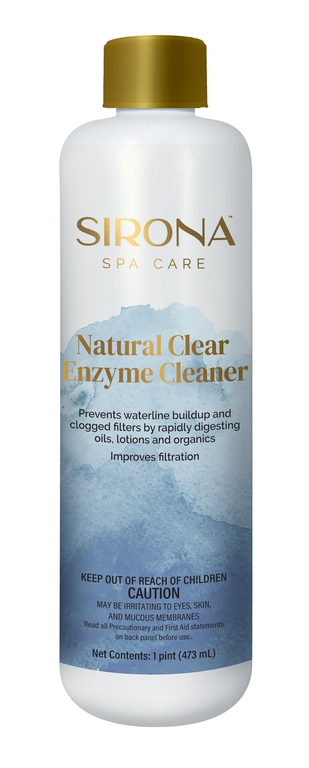 Sirona 82128 natural clear enzyme clarifier bottle demonstrates effective cleaning for clearer spa water