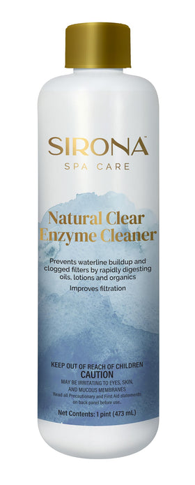 Sirona 82128 natural clear enzyme clarifier bottle demonstrates effective cleaning for clearer spa water