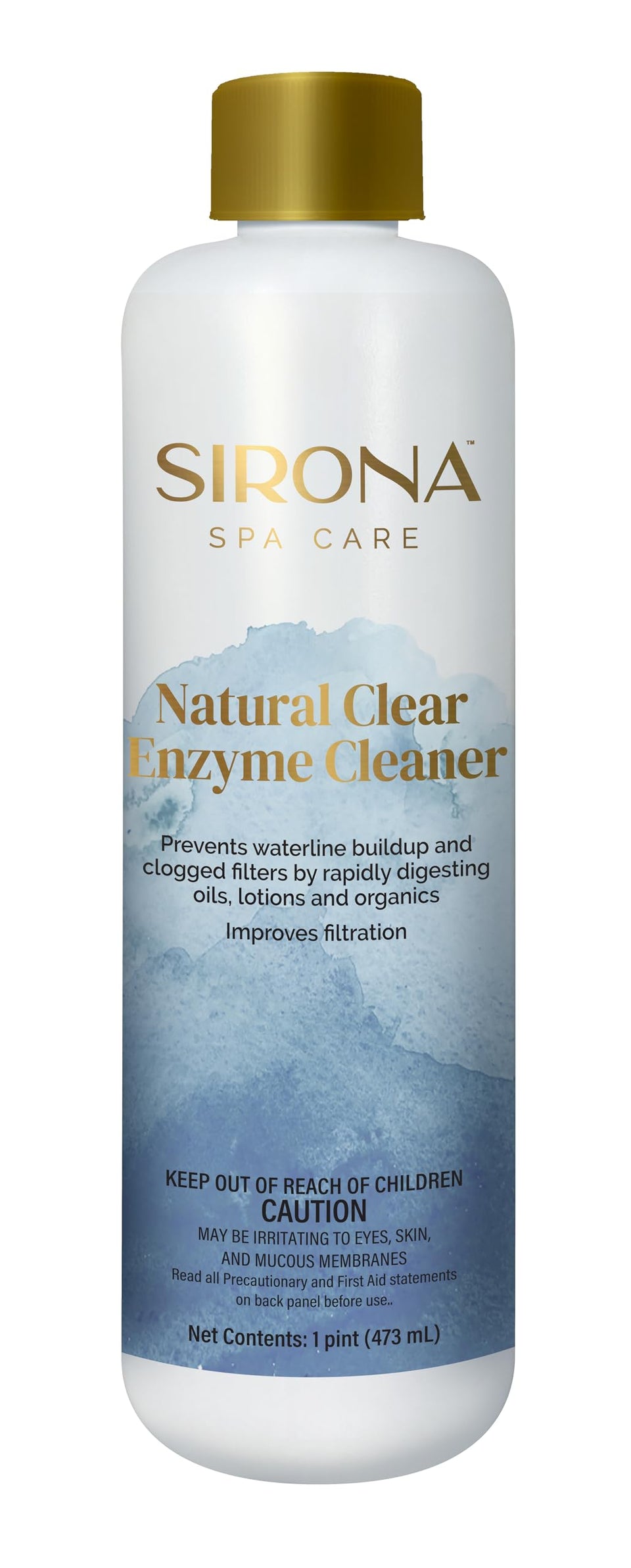 Sirona 82128 natural clear enzyme clarifier bottle demonstrates effective cleaning for clearer spa water