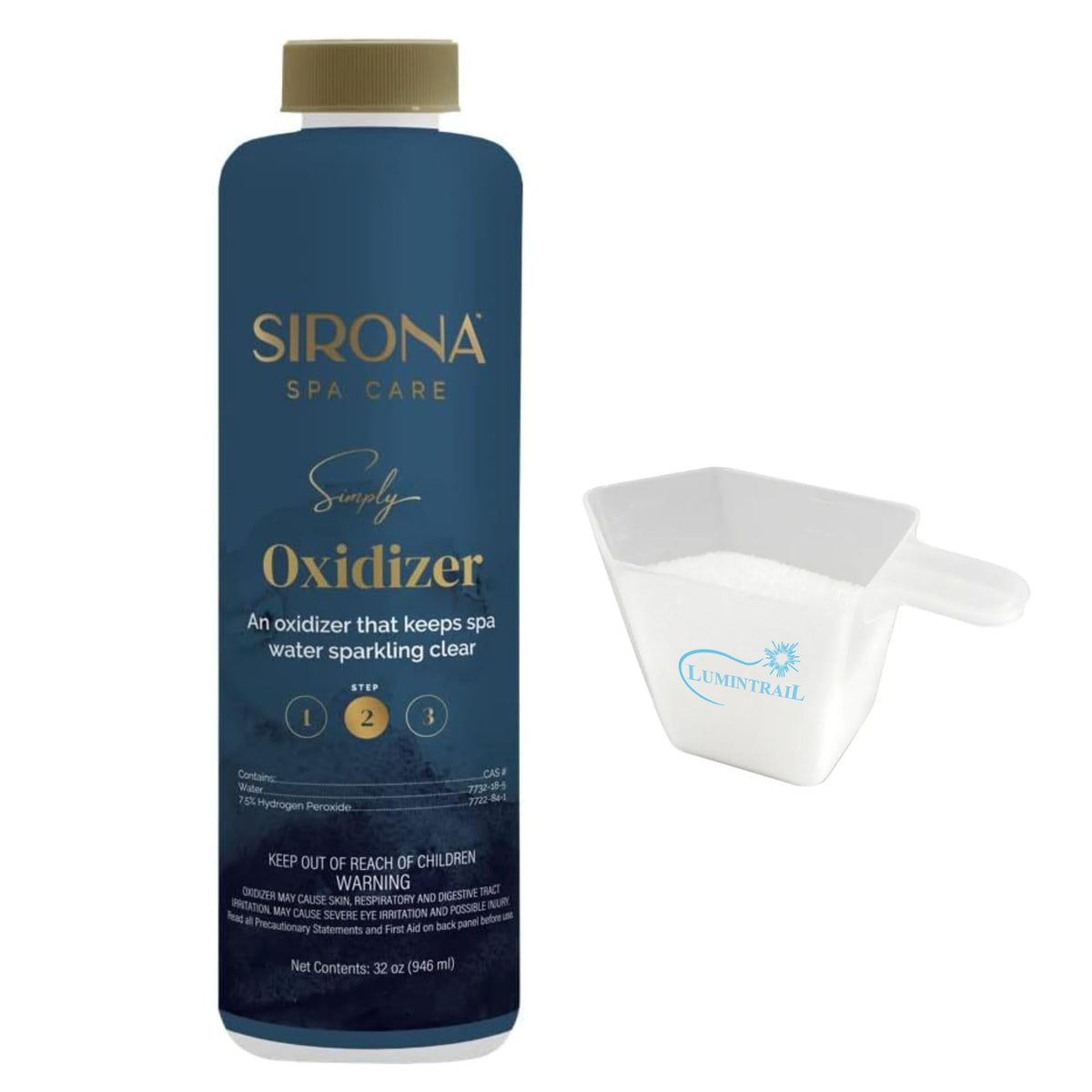 Sirona Simply Oxidizer bottle 32 oz boosts spa water quality without chlorine.