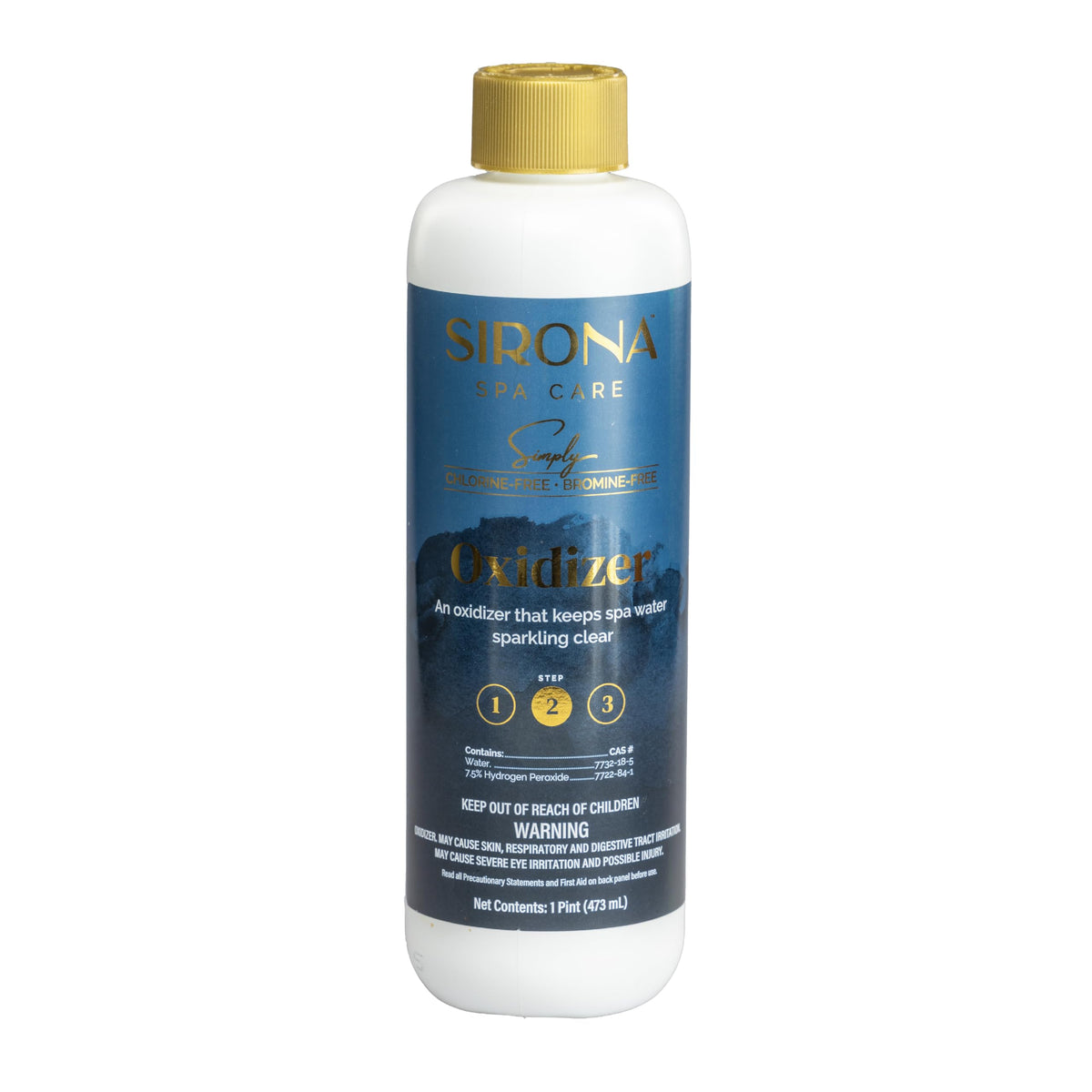 Sirona Simply Oxidizer bottle pour for sparkling spa water.