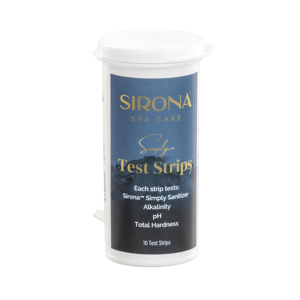 Sirona Simply Test Strips bottle close-up for quick spa parameter checks
