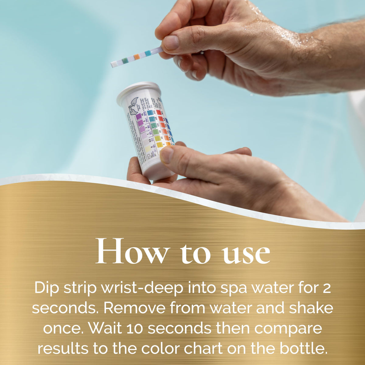 Sirona Simply Test Strips dip water in spa to test sanitizer and pH