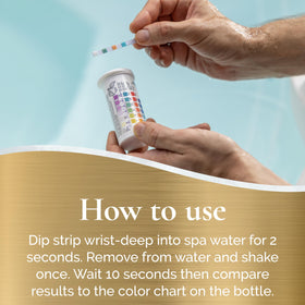 Sirona Simply Test Strips dip water in spa to test sanitizer and pH