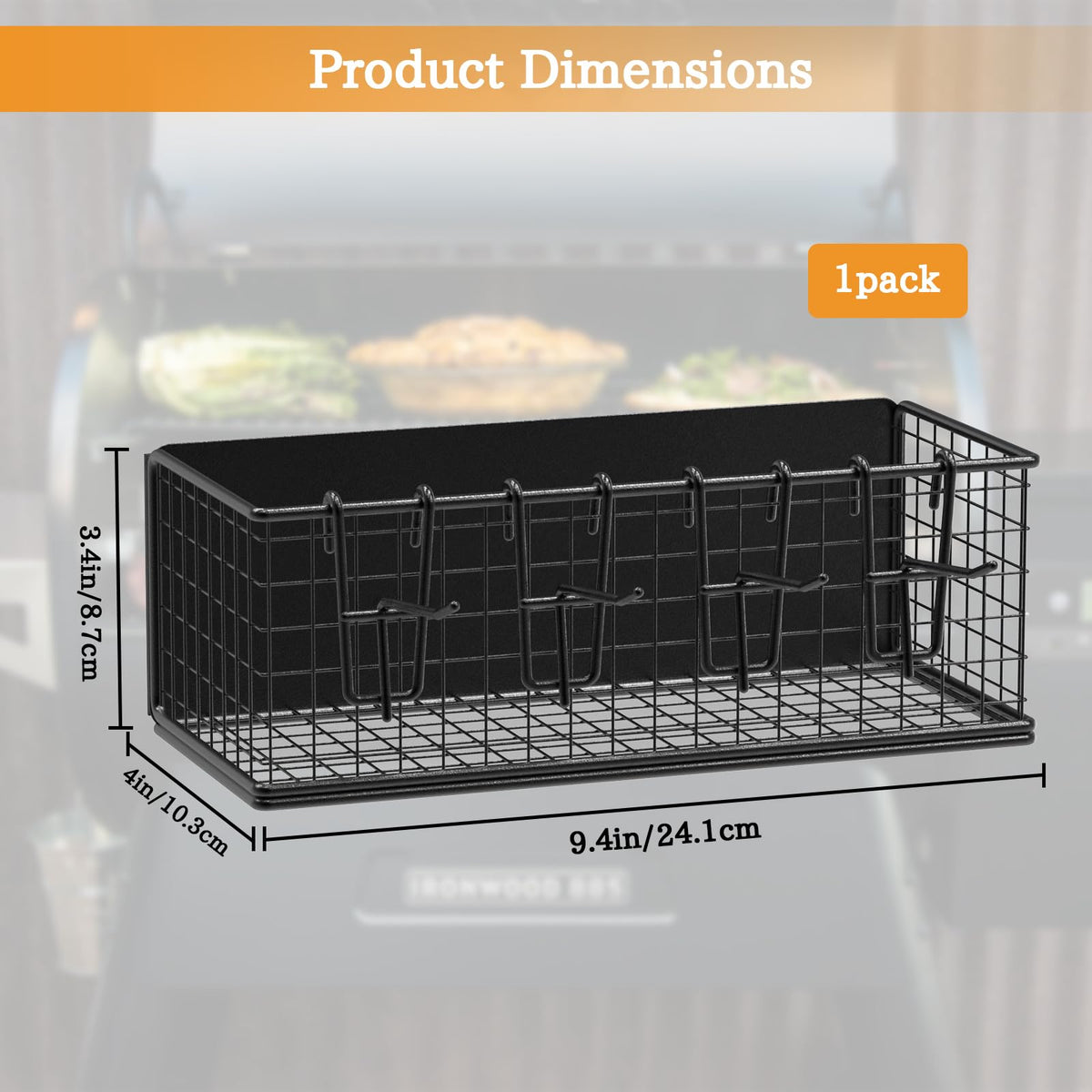 Sirozi magnetic storage bin on Traeger Pro Series 34, organized prep space near the grill.