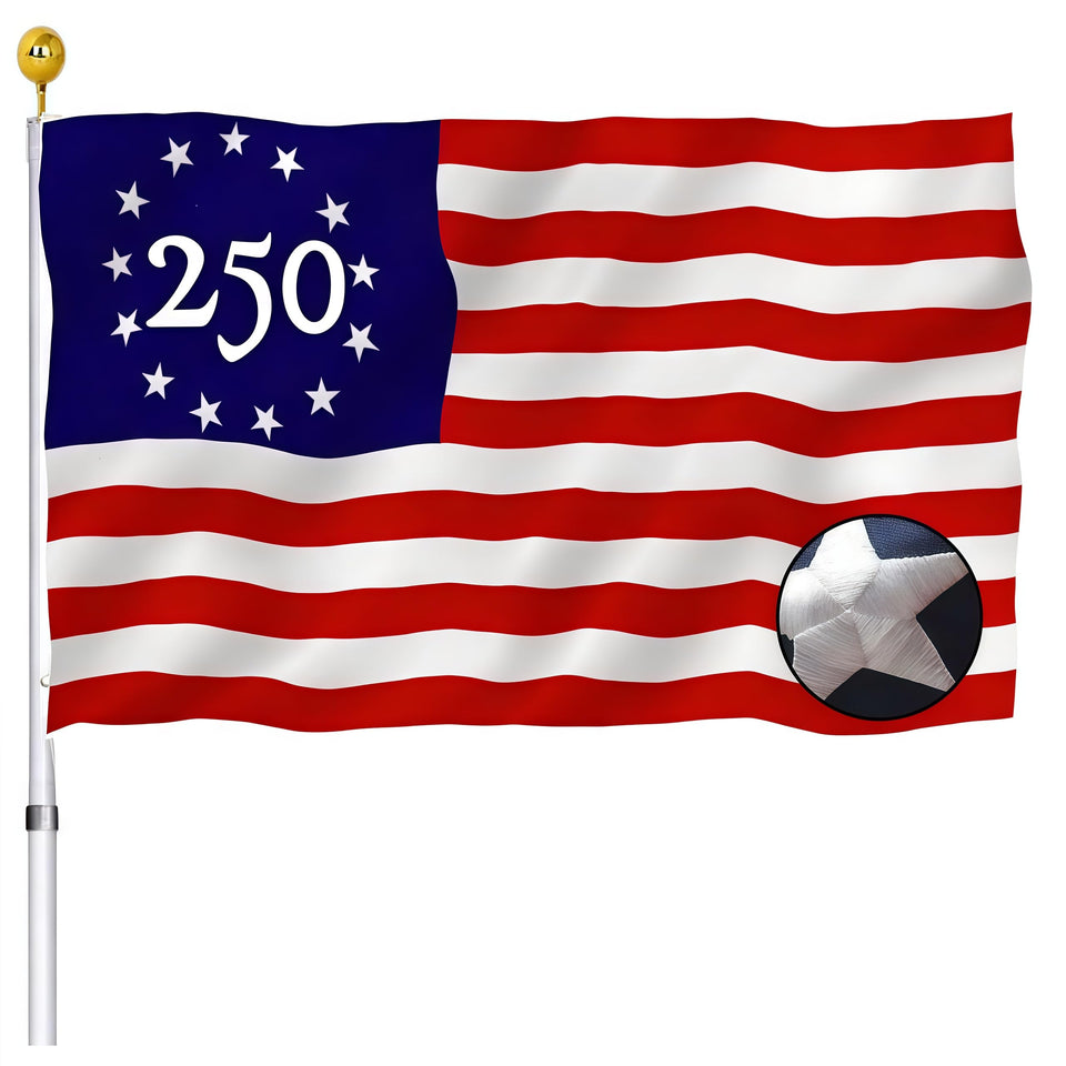 Sirrail 250 Betsy Ross flag embroidered 3x5 for outdoor display.