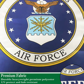 Sirrail Air Force Emblem Veteran Flags brass grommets close-up, sturdy outdoor hanging.
