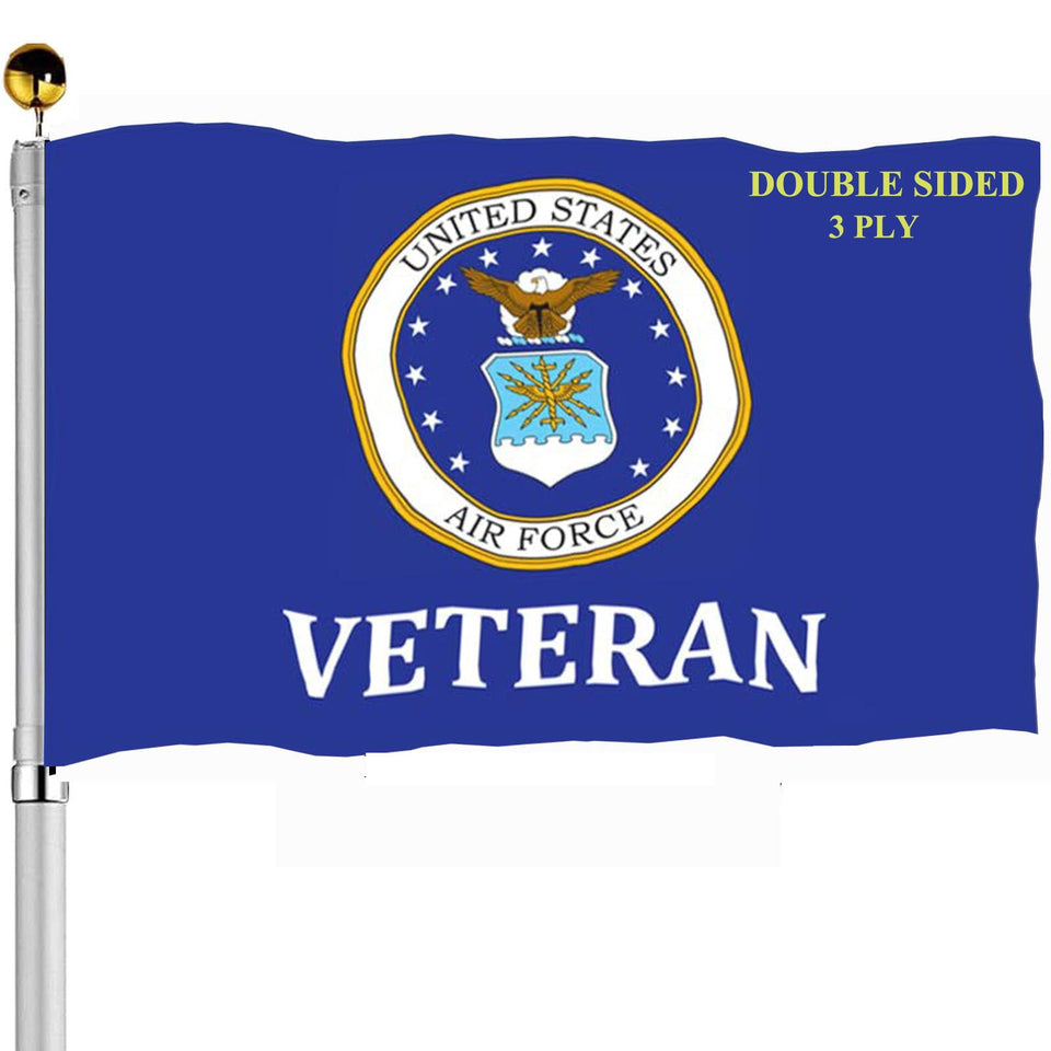 Sirrail Air Force Emblem Veteran Flags front view, double-sided readability for outdoor display.
