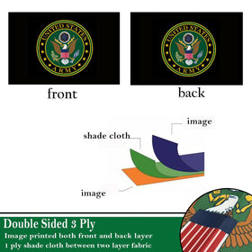 Sirrail outdoor Army crest flag made of water-resistant polyester for weather-ready patriotism