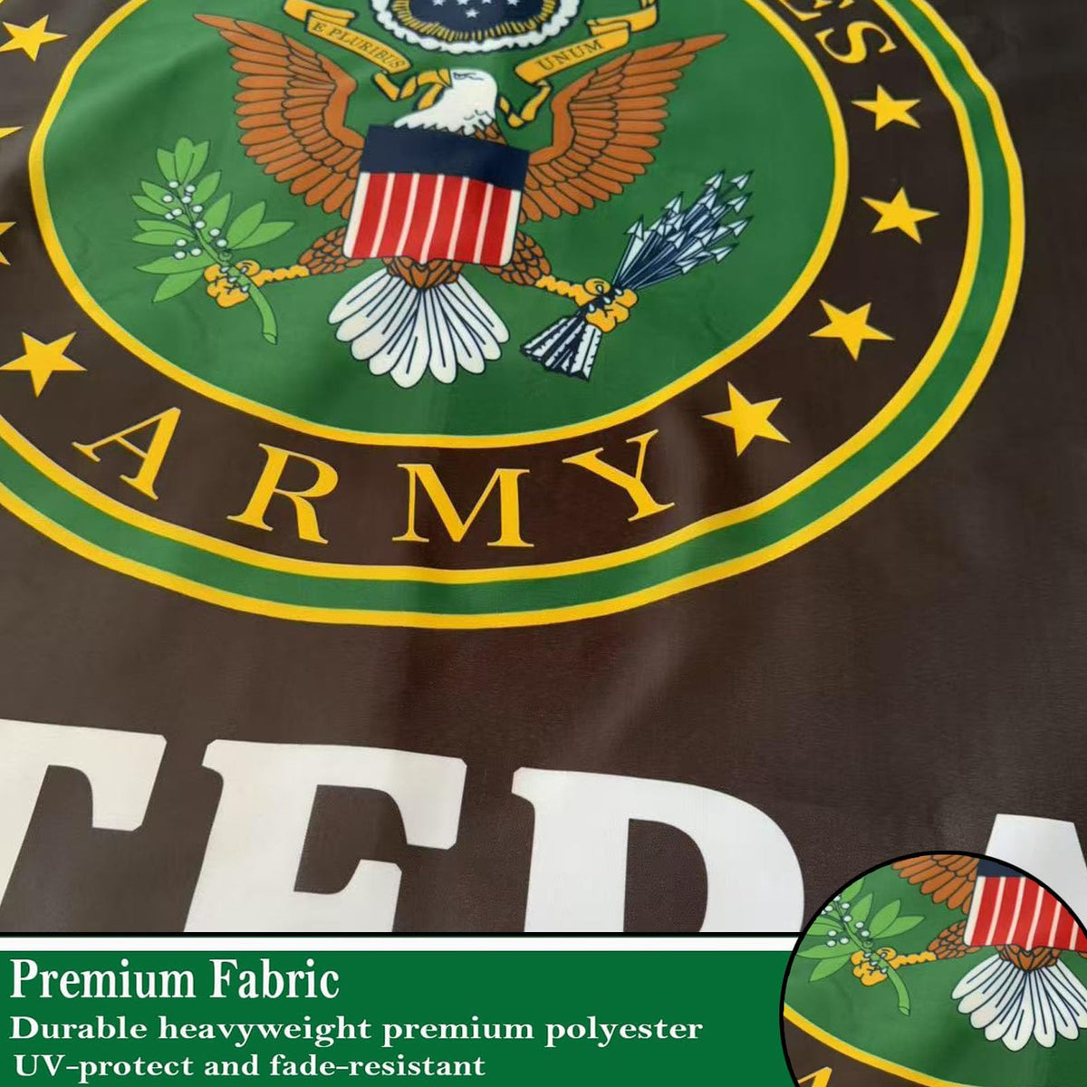 Sirrail US army veteran flag with brass grommets, durable hanging hardware.