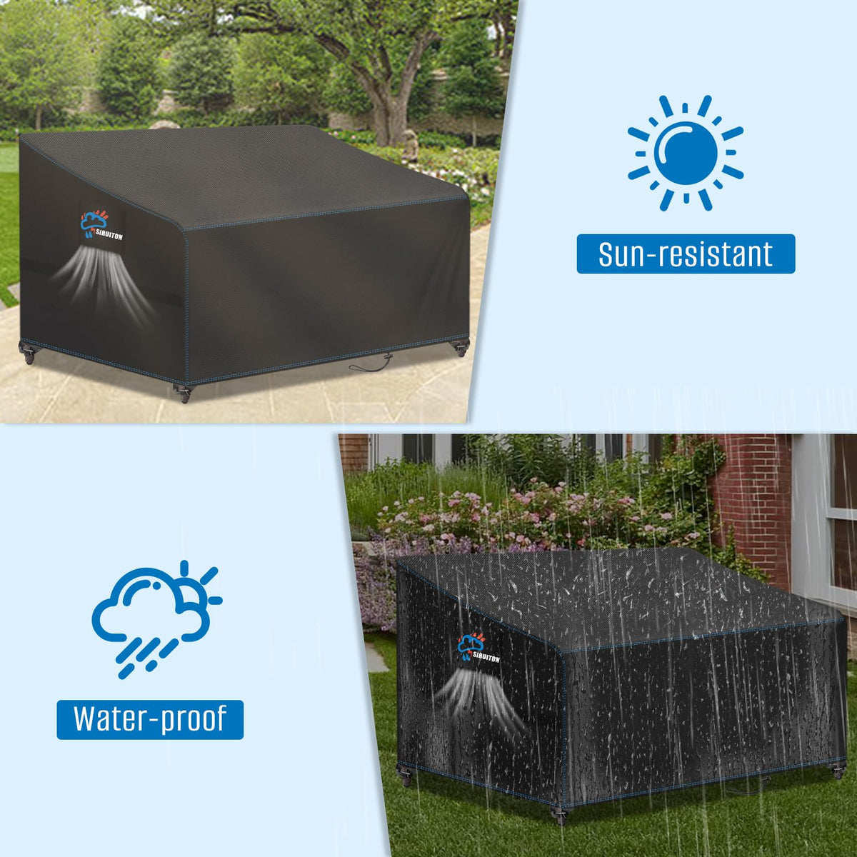 SIRUITON easy-care outdoor cover cleans with water or damp cloth