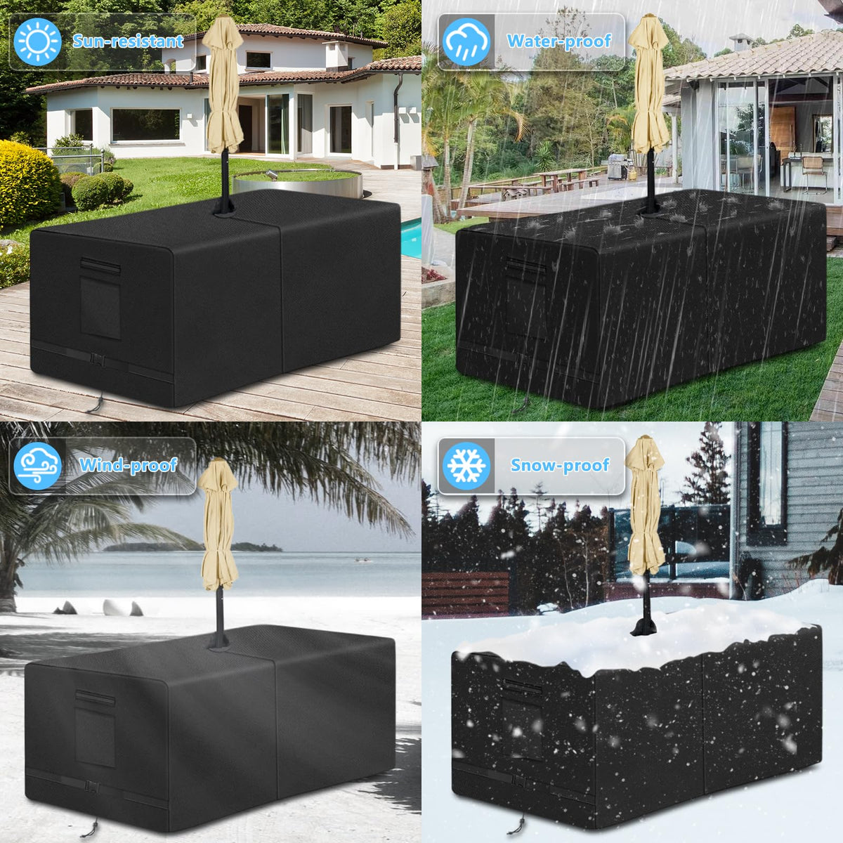 SIRUITON easy-fit rectangle table cover for quick setup and coverage