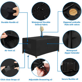 SIRUITON heavy-duty 600D table cover adds tear-resistant protection