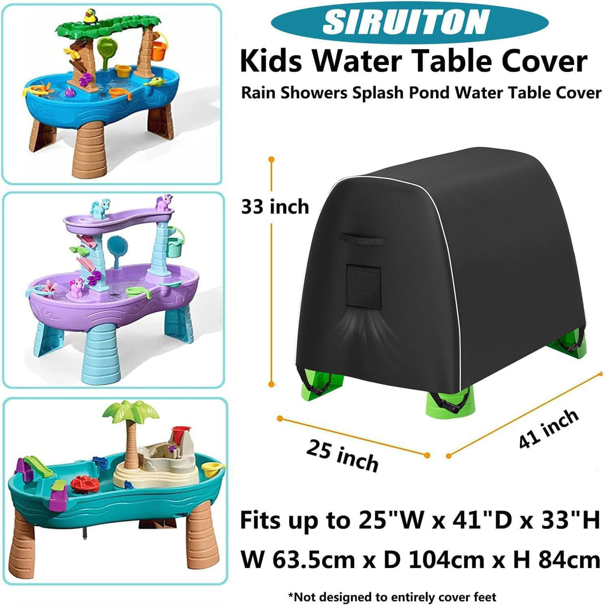 SIRUITON KIDS water table cover showing waterproof base coat protection.