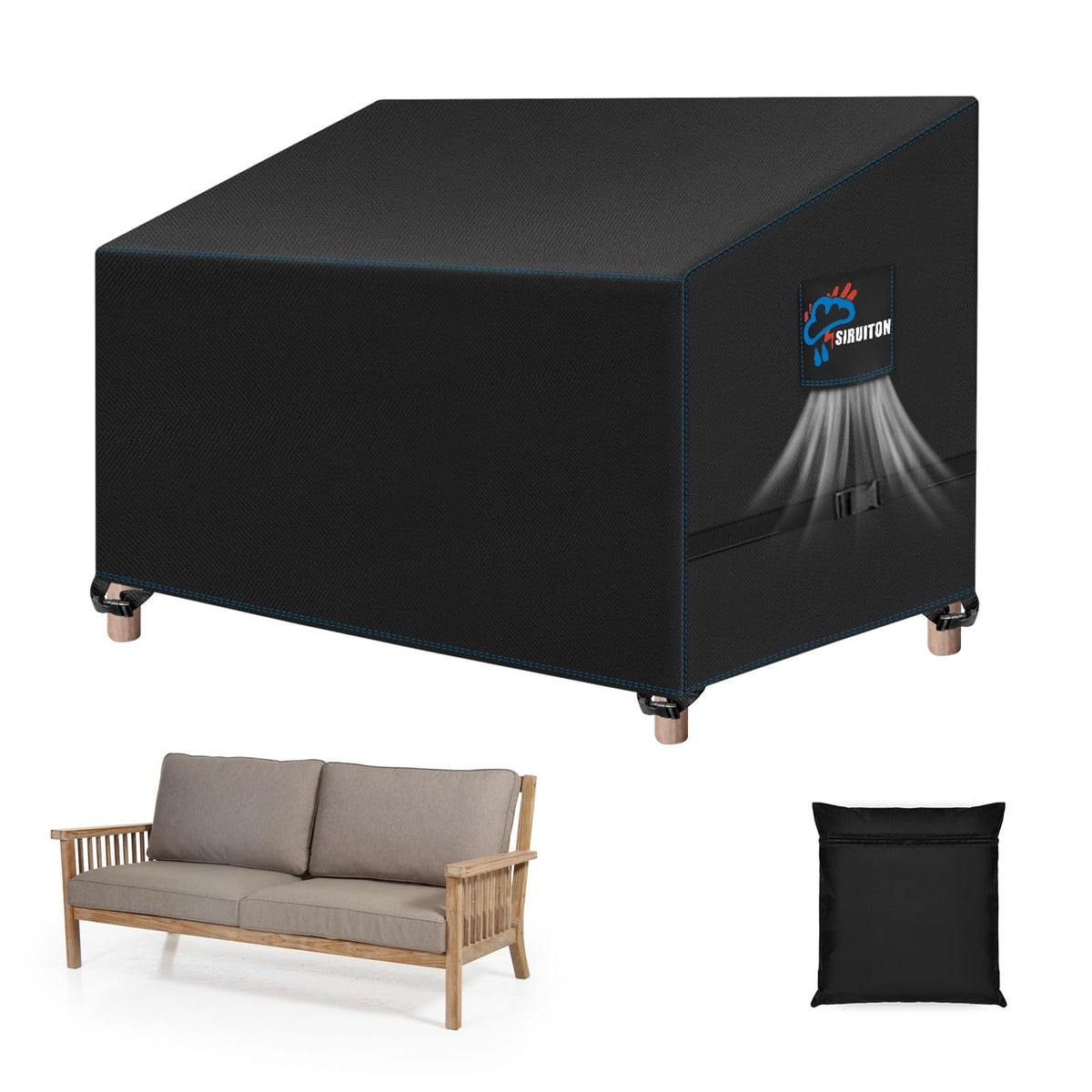 SIRUITON sofa cover protects a 2-seat outdoor sofa from rain