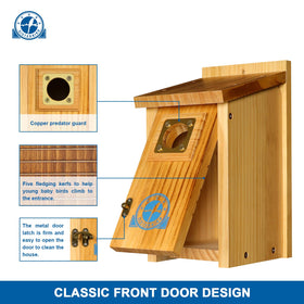 SISTERBIRD bluebird house includes a nesting ladder to aid young birds.