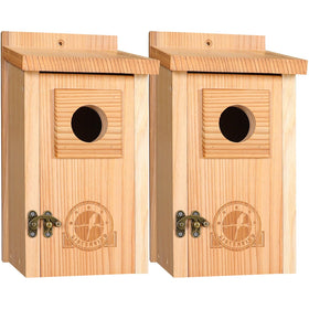 SISTERBIRD bluebird house outdoors, pack of 2, front view enhances garden habitat