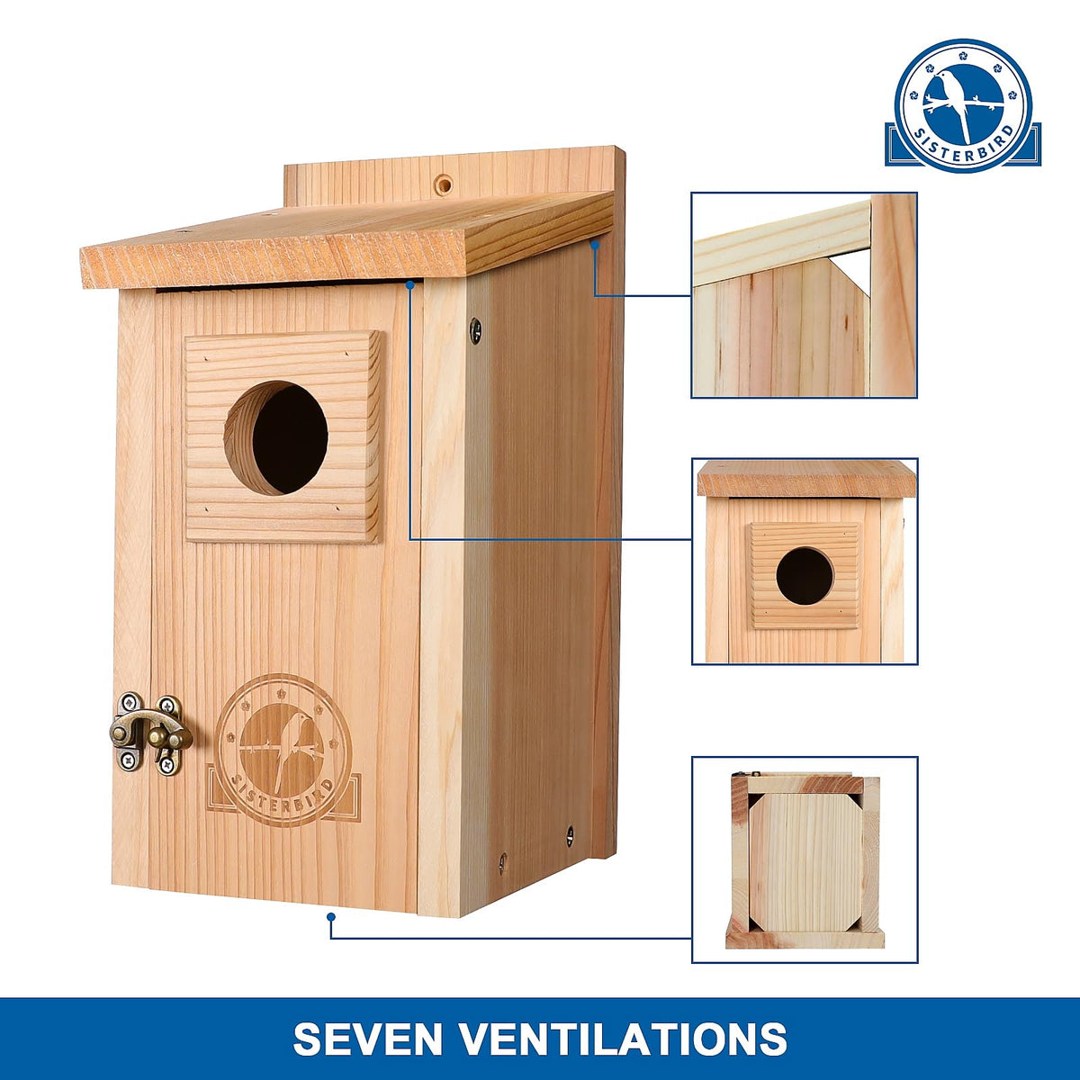 SISTERBIRD wooden bird houses set in a sunlit yard, durable decor